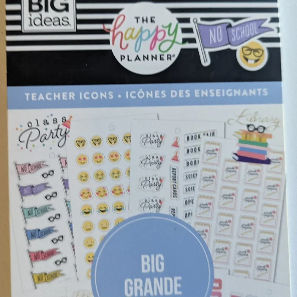 NWT Back to School Happy Planner 'Teacher Icons' 737 pcs Sticker Book Big Class